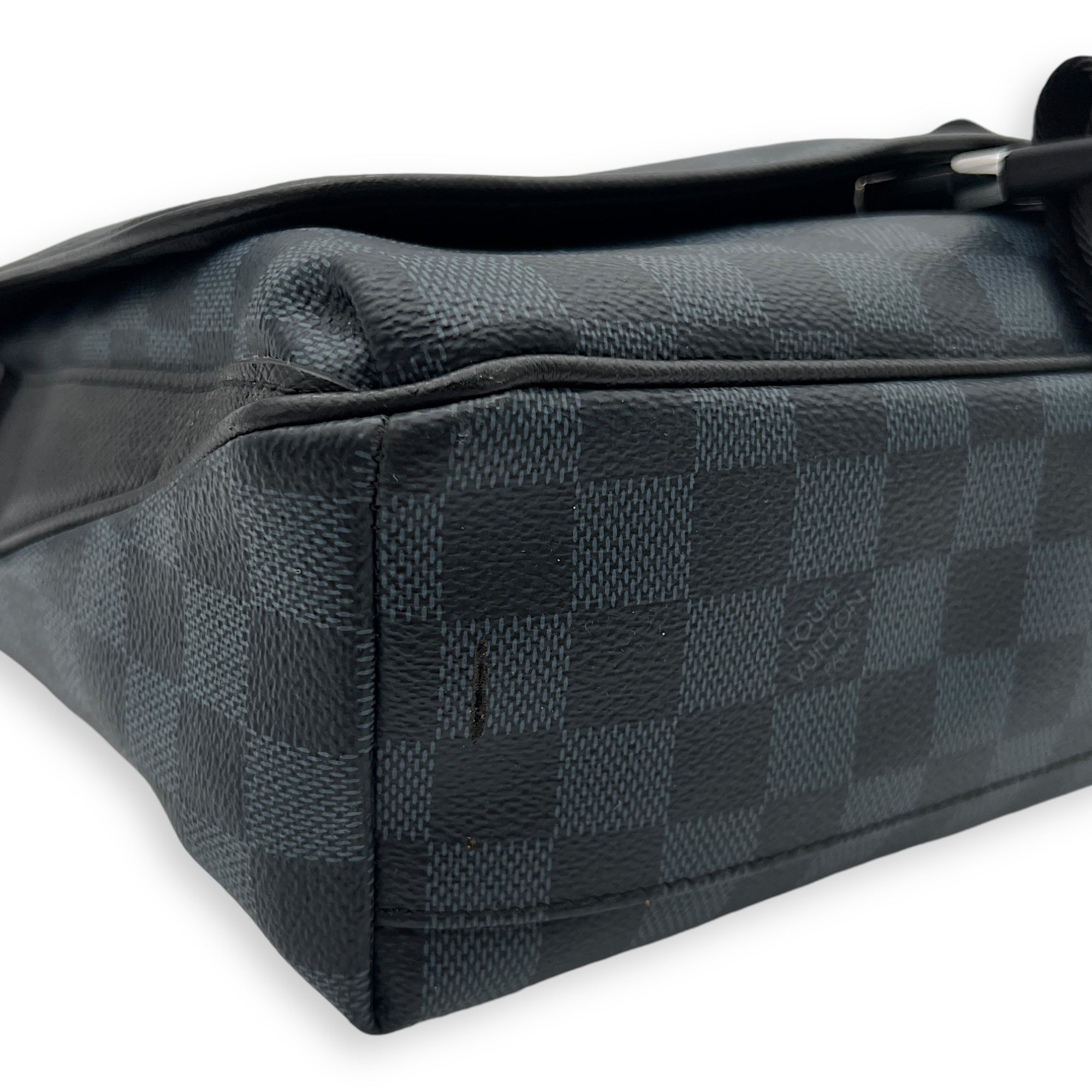 Match Point Messenger Cobalt Damier in Coated Canvas, Silver hardware