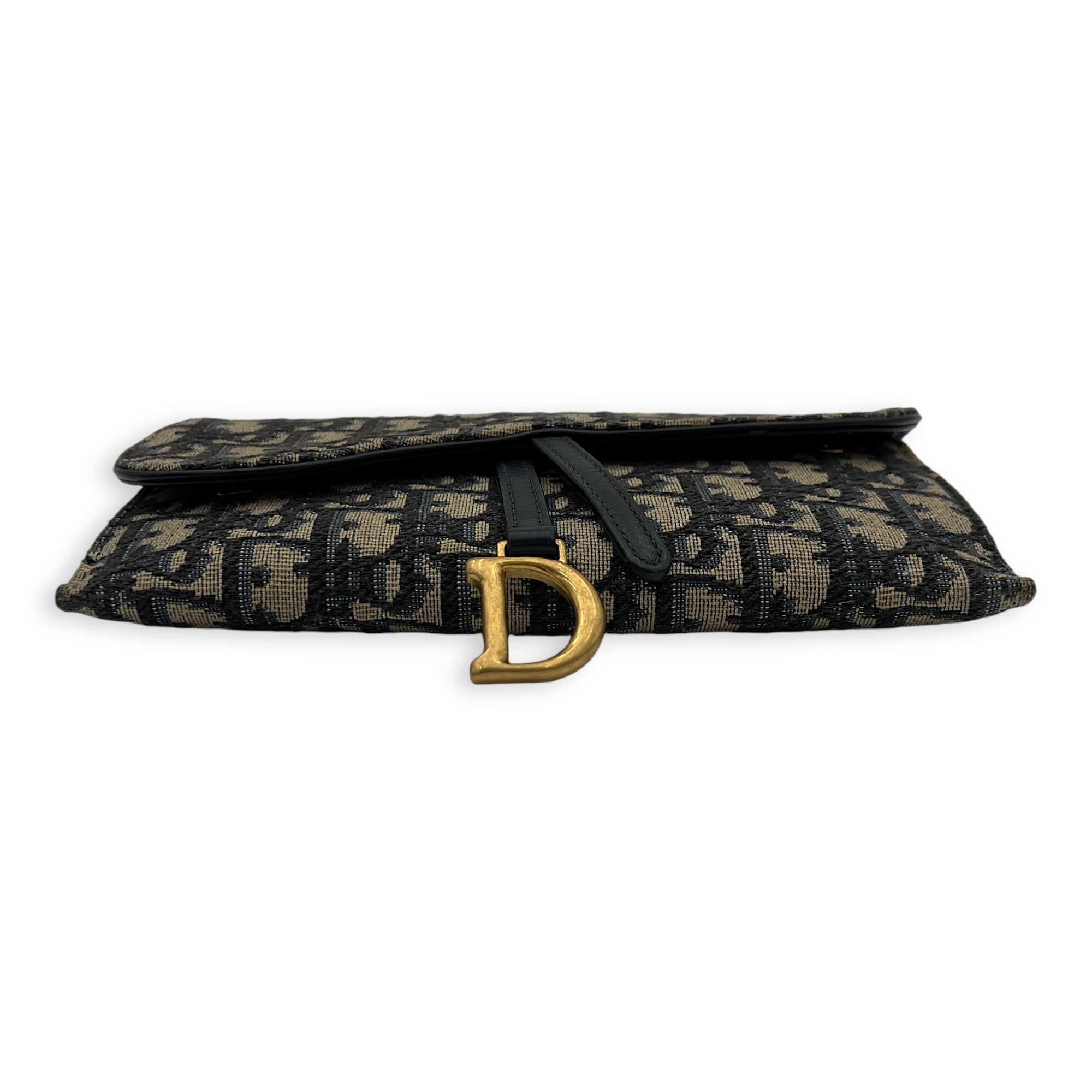 Oblique Wallet On Chain Blue in Jacquard, Gold hardware