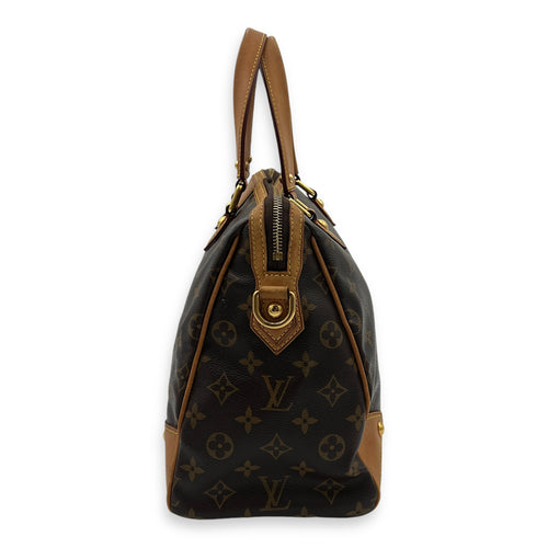 Retiro Top Handle Bag Brown in Monogram Coated Canvas, Gold hardware