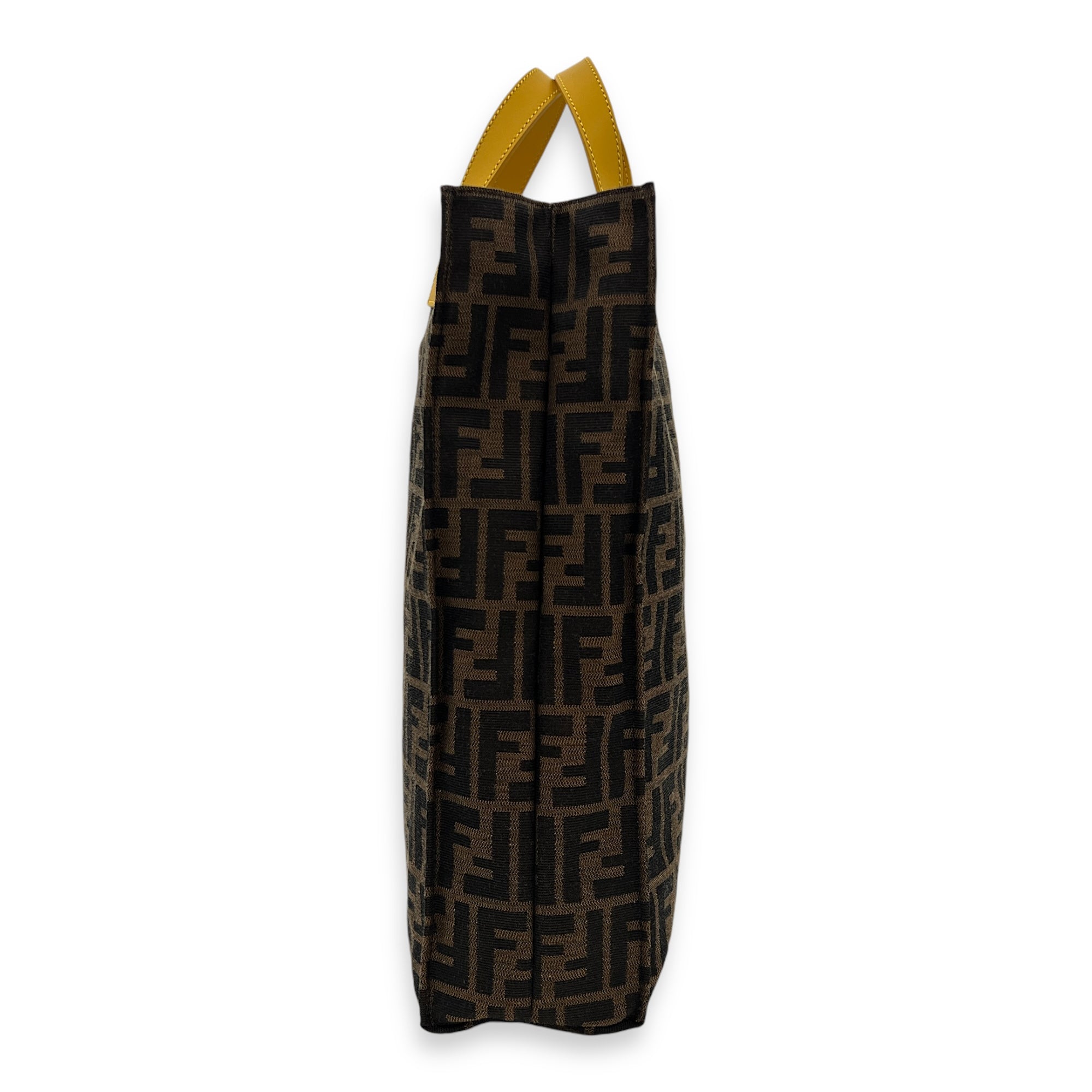 Zucca Large Brown Tote Bag in Jacquard, Gold hardware