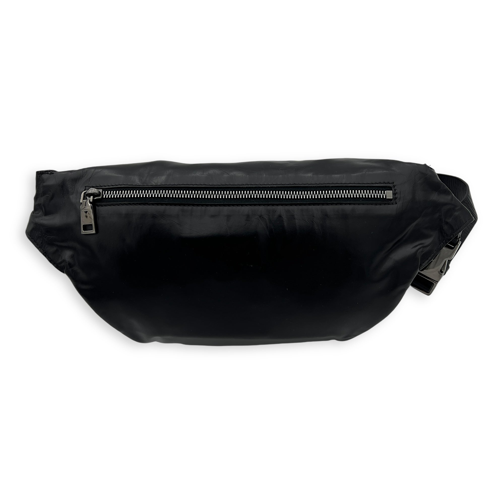 VLTN Belt Bag Black in Calfskin, Silver hardware