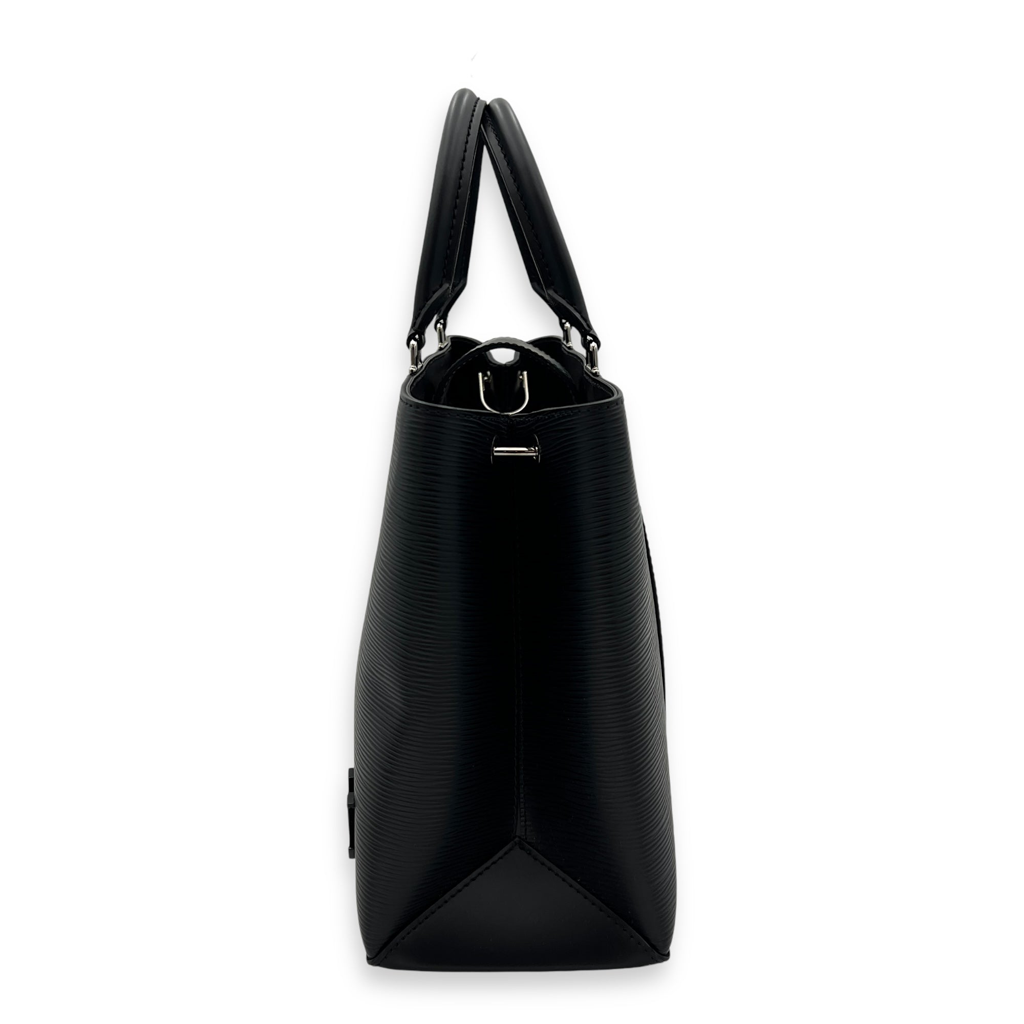 Kleber MM Black Top Handle Bag in Epi Leather, Silver hardware