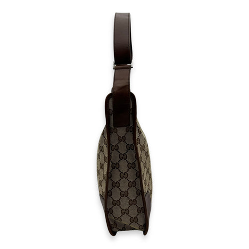 Gucci GG Shoulder Bag Brown in Canvas, Silver hardware_3