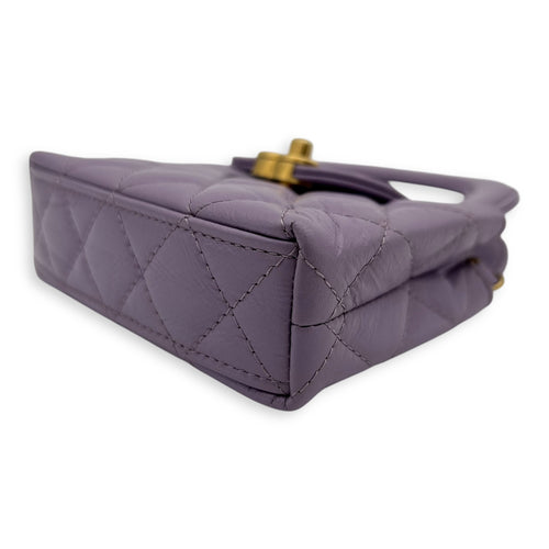 Chanel Kelly Nano Purple Top Handle Bag in Calfskin, Gold hardware_9