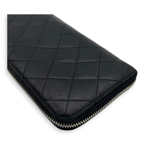 Chanel CC Long Black Wallet in Lambskin, Silver hardware_15