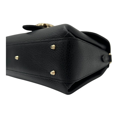 Gucci Interlocking G Top Handle Bag Black in Calfskin, Gold hardware_10