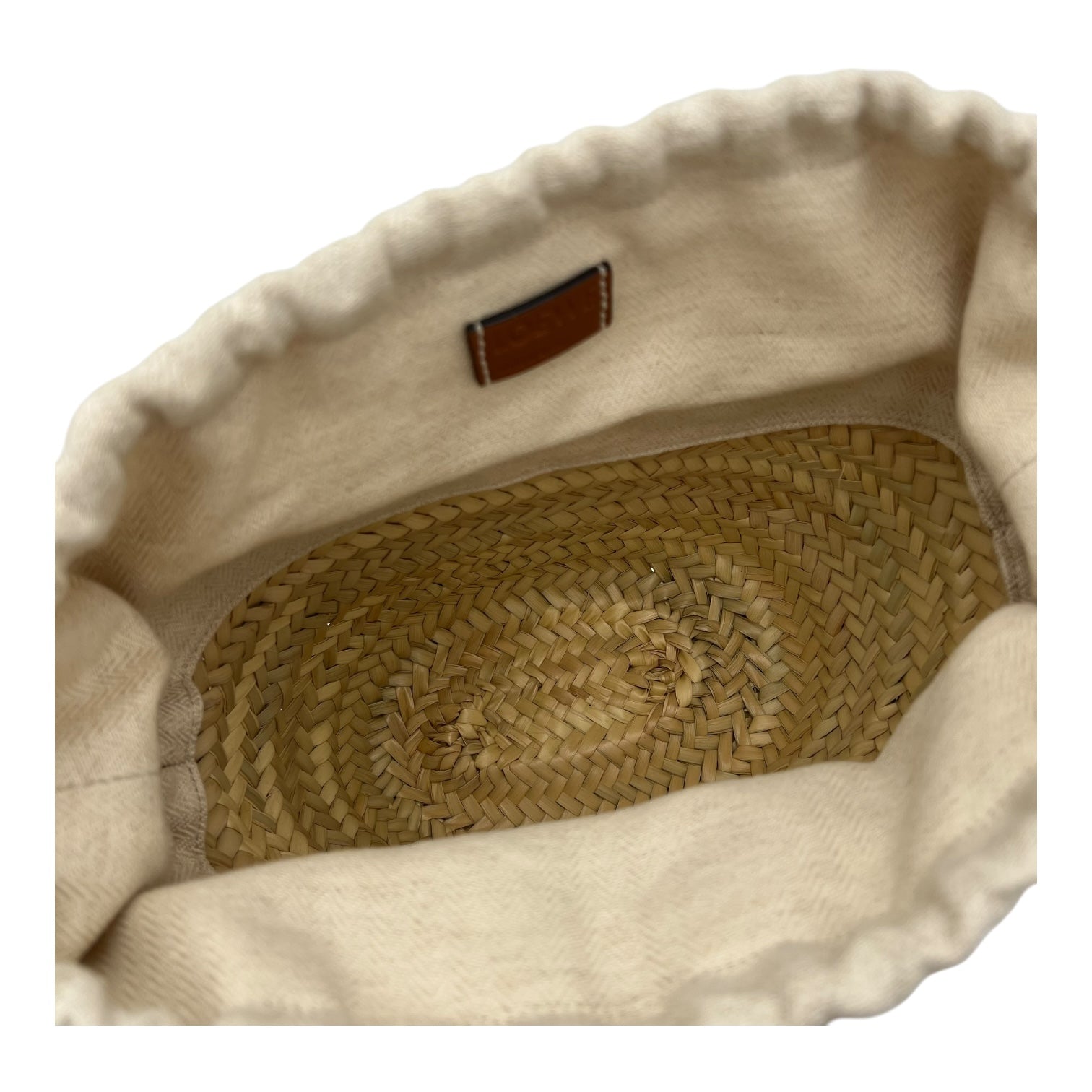 Loewe Anagram Bucket Bag Beige in Raffia, Silver hardware_6