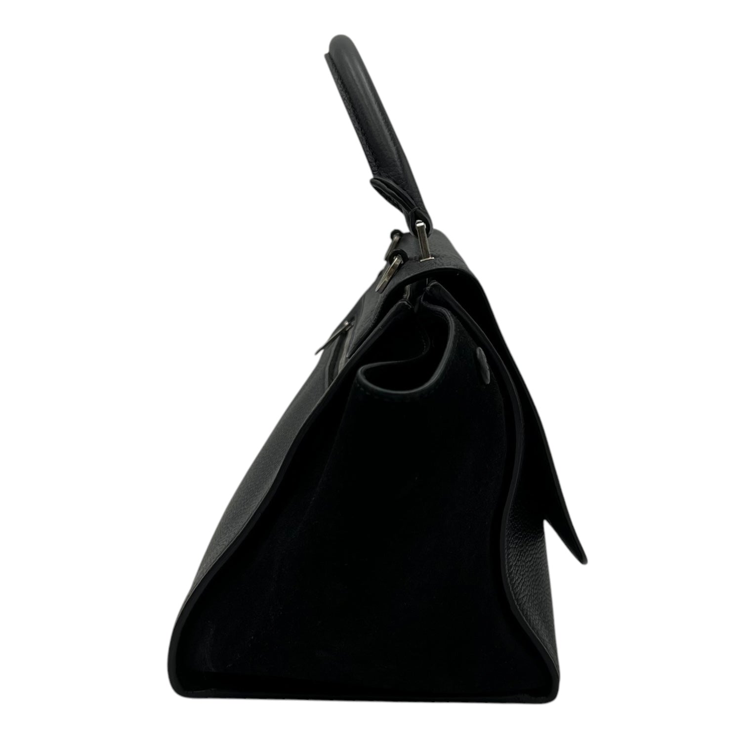 Celine Trapeze Small Black Shoulder Bag in Calfskin, Silver hardware_3