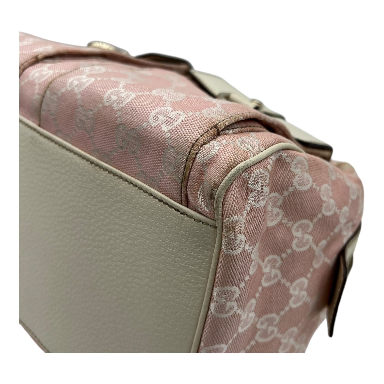 Gucci GG Top Handle Bag Pink in Canvas, Light Gold hardware_8