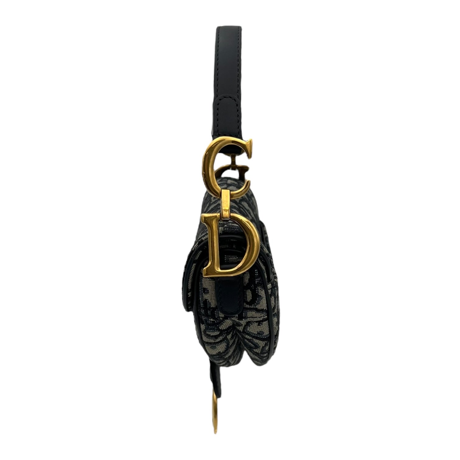 Christian Dior Saddle Top Handle Bag Blue in Jacquard, Gold hardware_4