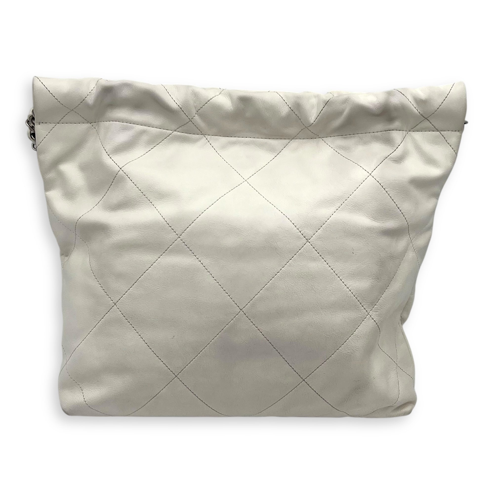 Chanel 22 Tote Tote Bag Small White in Calfskin, Silver hardware_2