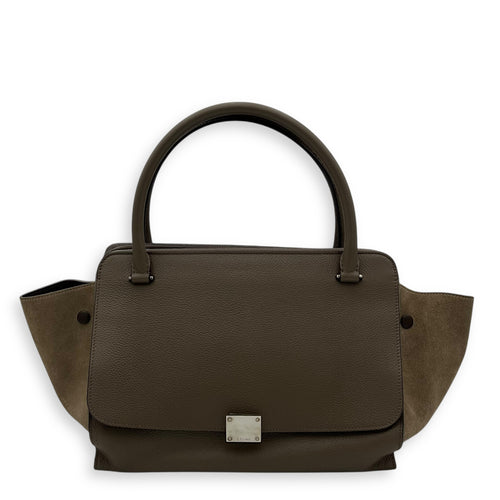 Celine Trapeze Top Handle Bag Brown in Calfskin, Silver hardware_1