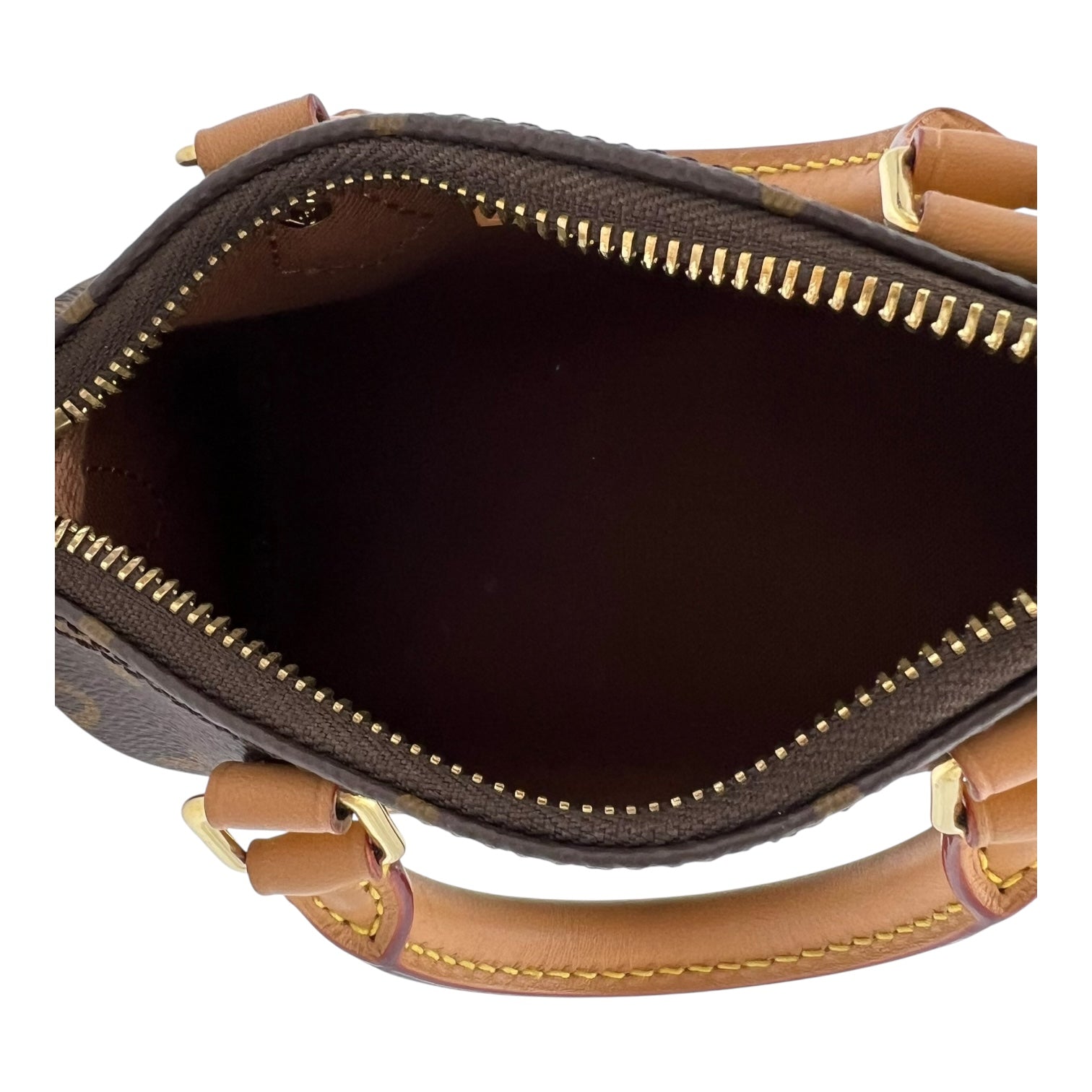 Louis Vuitton Speedy Crossbody Bag Nano Brown in Monogram Coated Canvas, Gold hardware_6