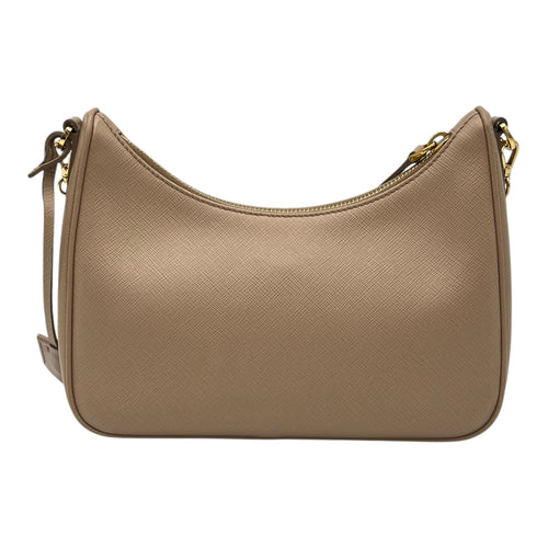 Prada Re-Edition Crossbody Bag Beige in Saffiano Leather, Gold hardware_2
