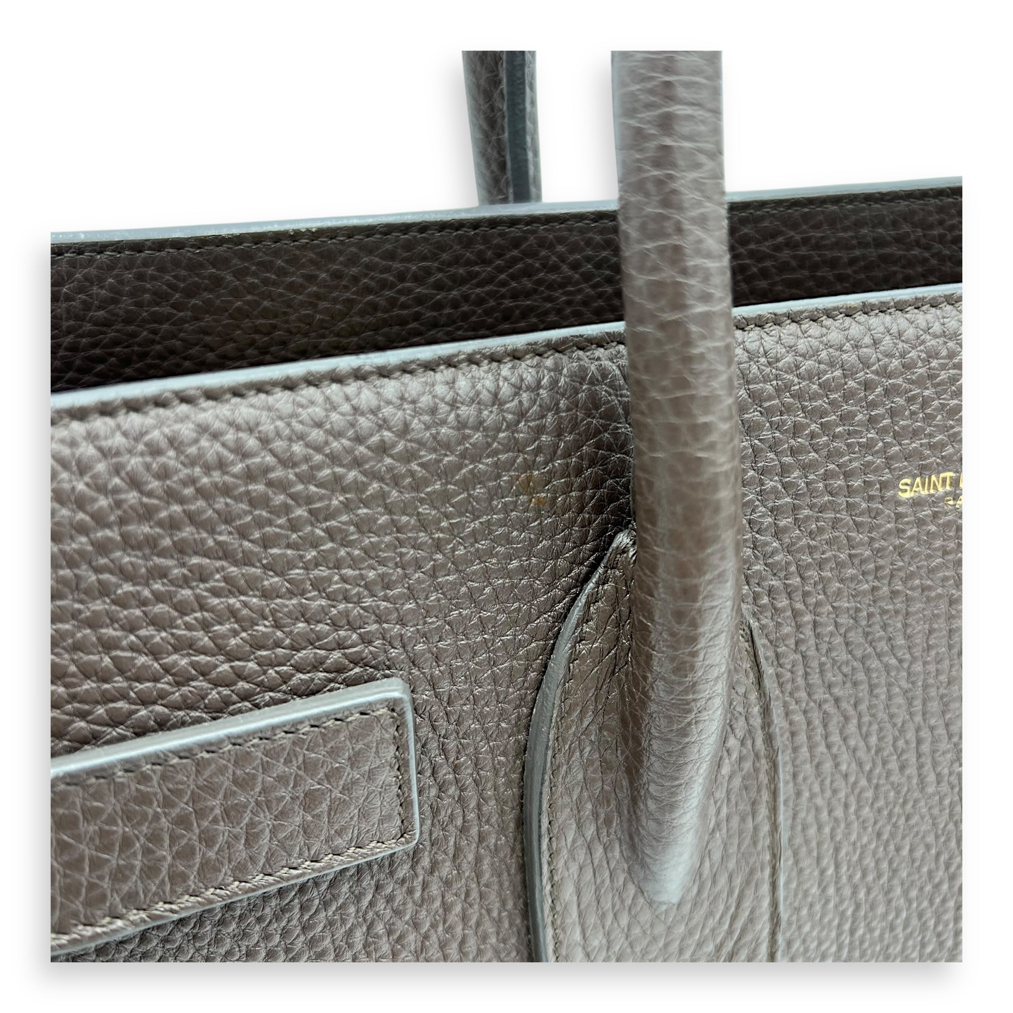 Saint Laurent Sac de Jour Small Brown Top Handle Bag in Calfskin, Gold hardware_7
