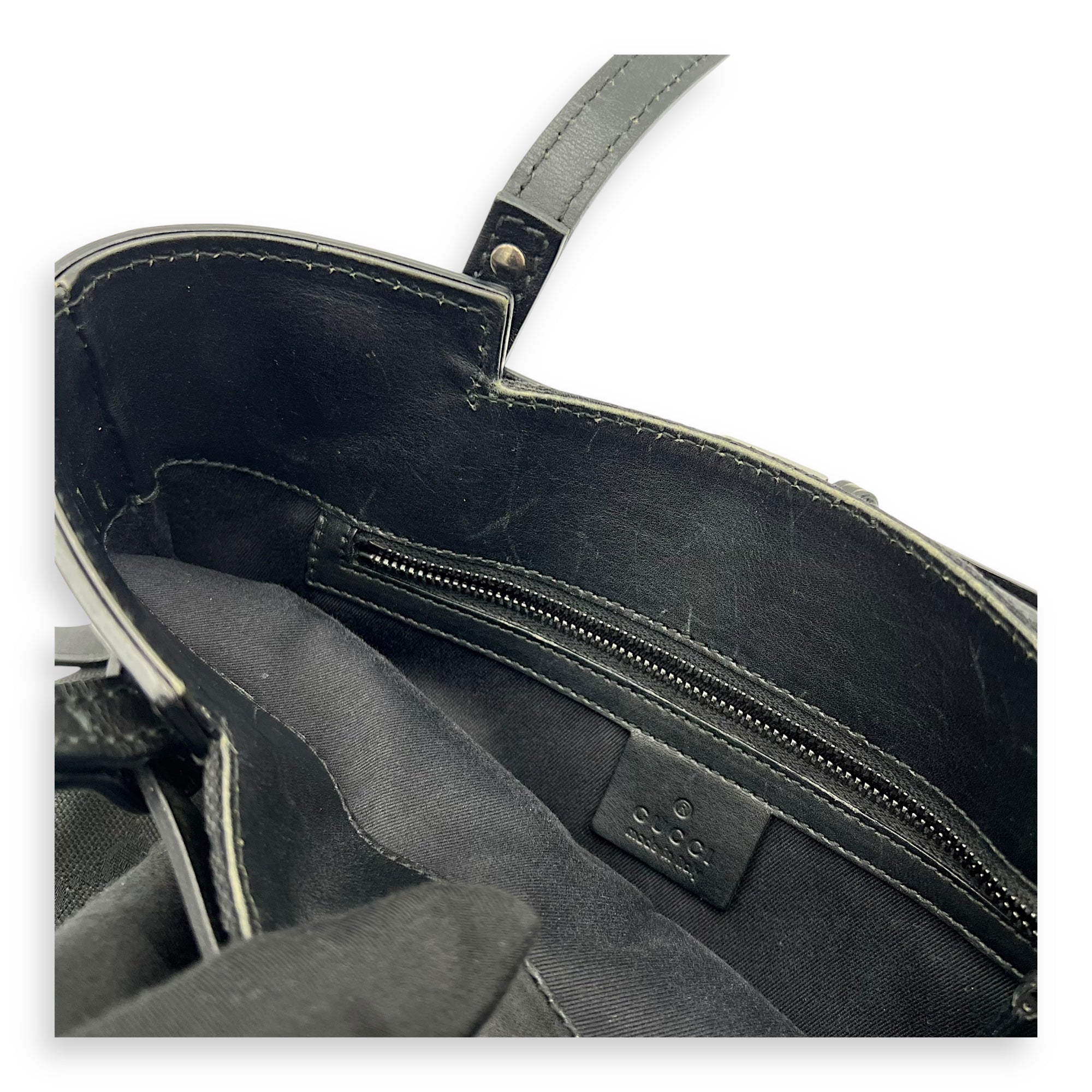 Gucci GG Top Handle Bag Black in Canvas, Silver hardware_13