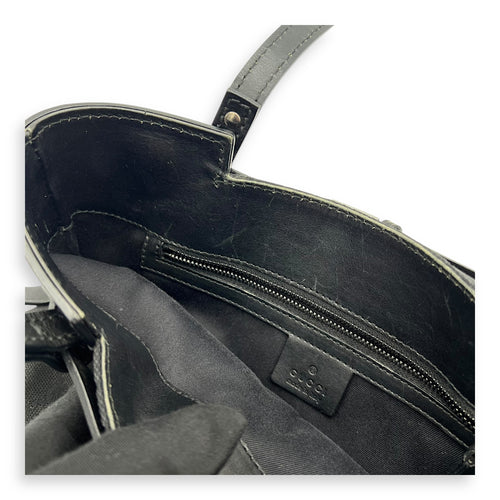 Gucci GG Top Handle Bag Black in Canvas, Silver hardware_13