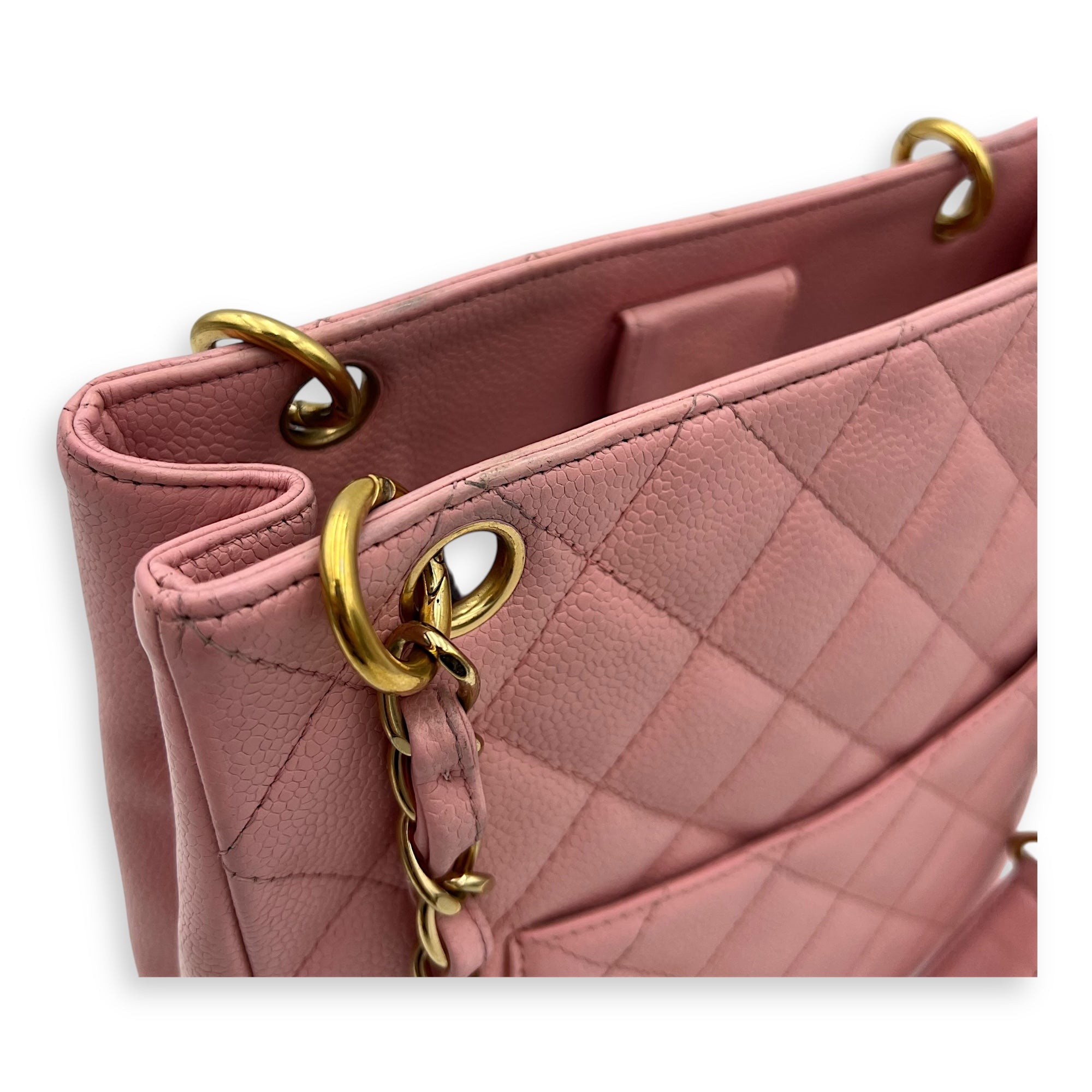 Chanel PST Petite Shopping Pink Tote Bag in Caviar Leather, Gold hardware_10
