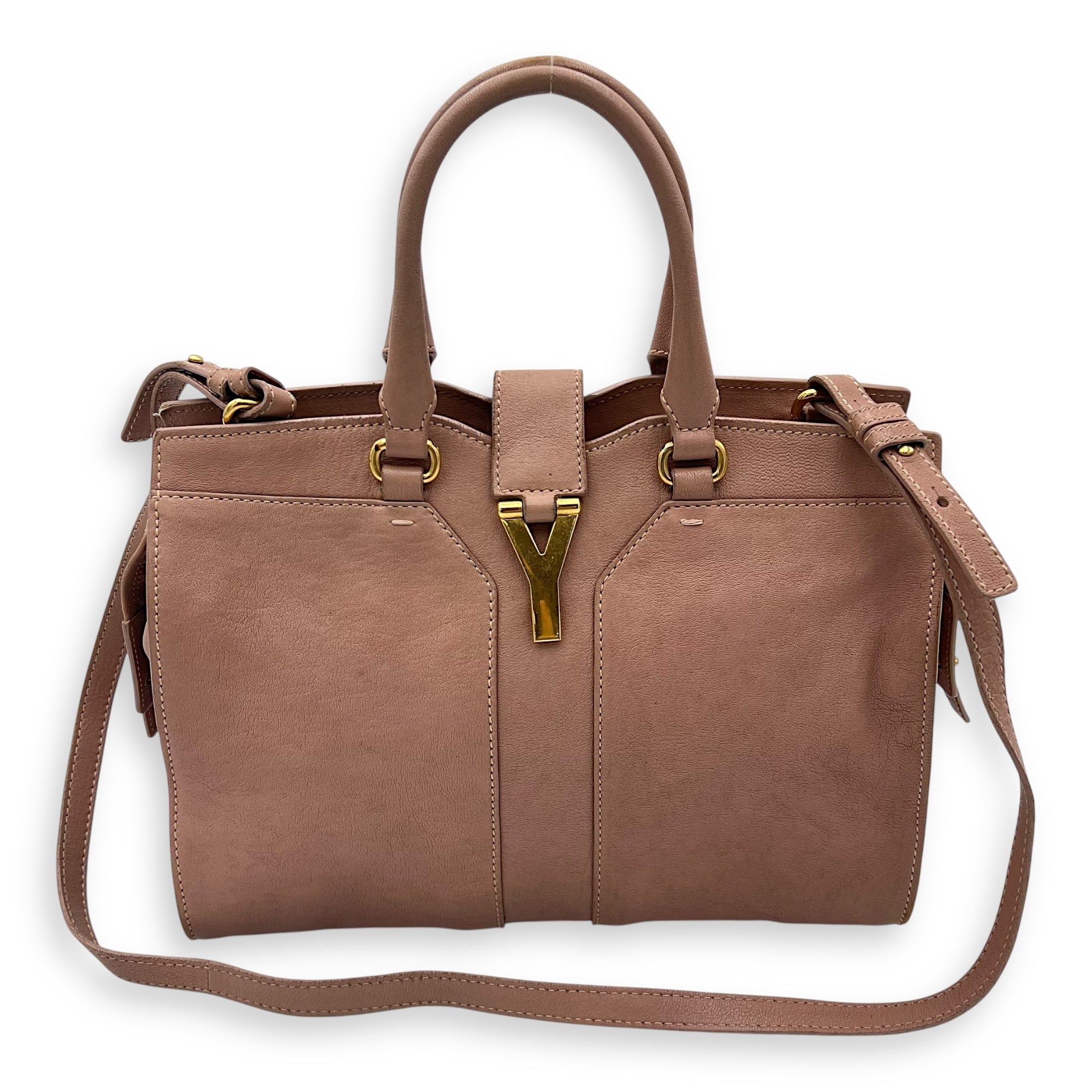 Saint Laurent Cabas Top Handle Bag Pink in Calfskin, Gold hardware_17