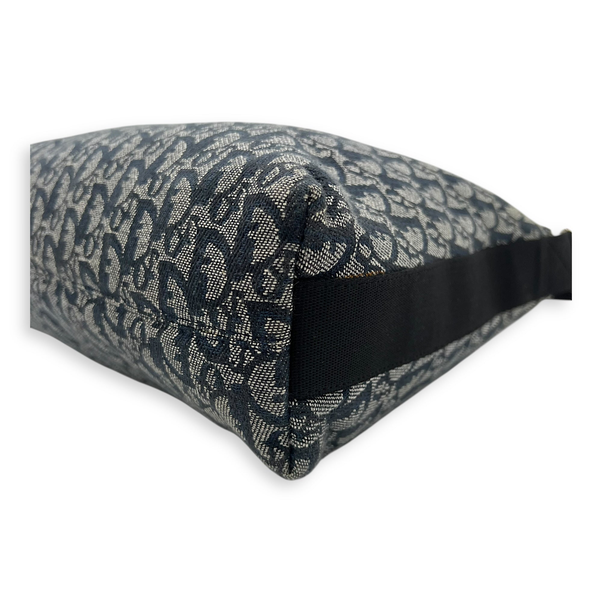 Christian Dior Oblique Crossbody Bag Blue in Jacquard, Silver hardware_10