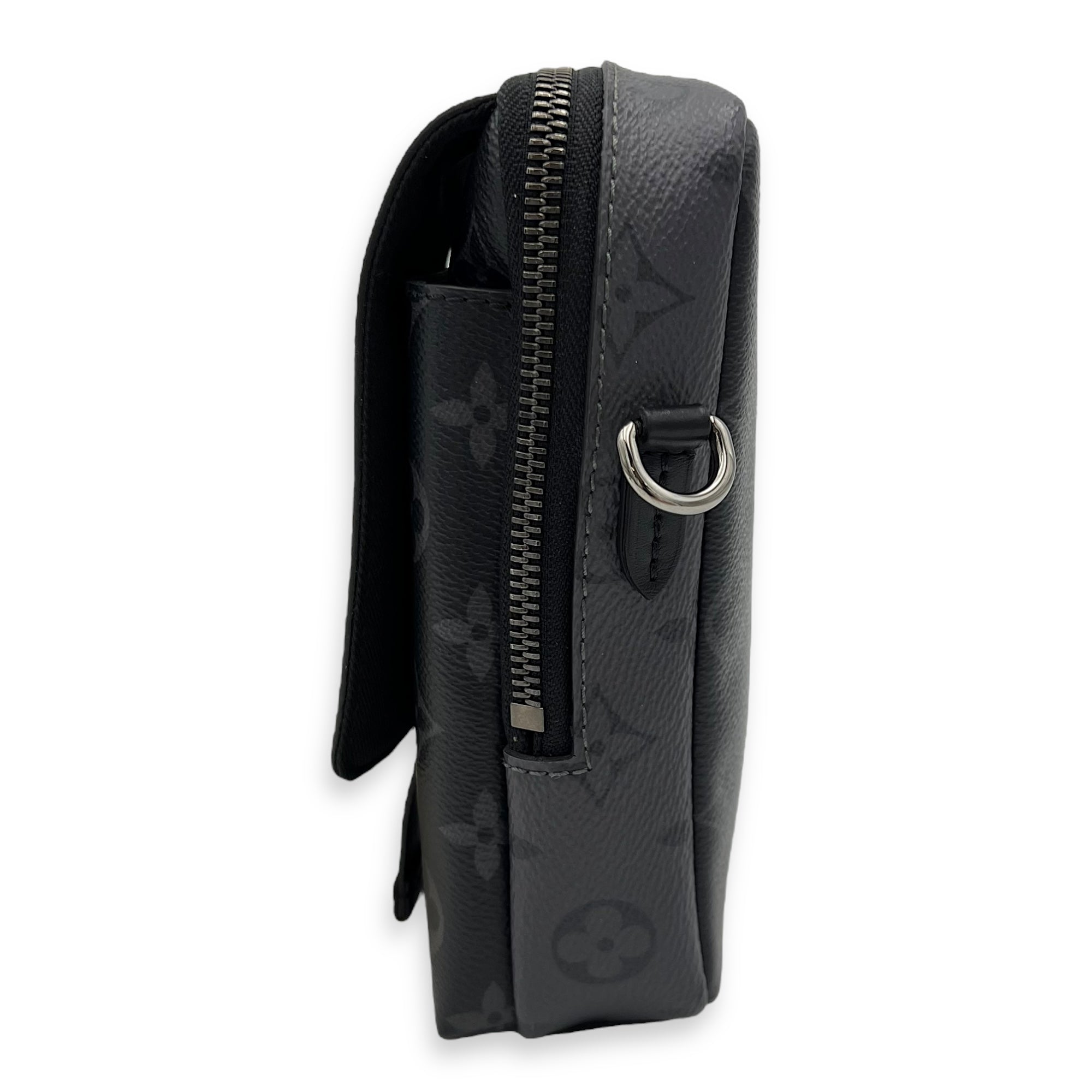 Louis Vuitton Double Crossbody Bag Mini Grey in Monogram Coated Canvas, Silver hardware_4