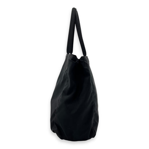 Prada Logo Top Handle Bag Black in Nylon, Silver hardware_4