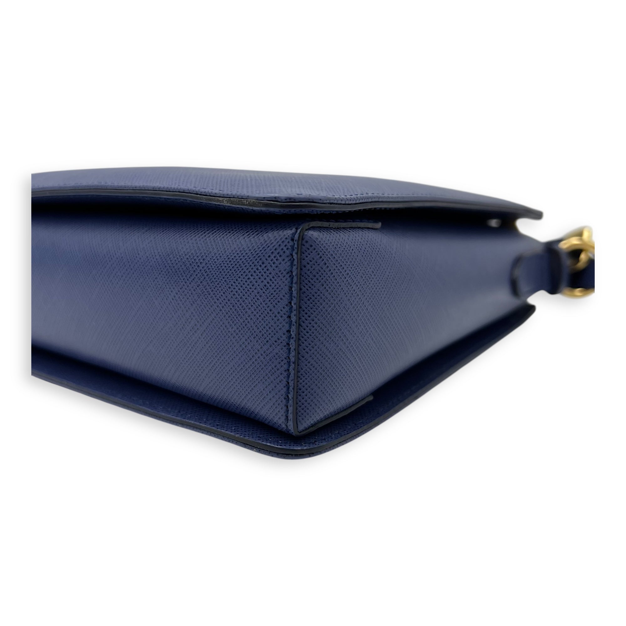Ferragamo  Tracy Crossbody Bag Small Blue in Saffiano Leather, Gold hardware_9