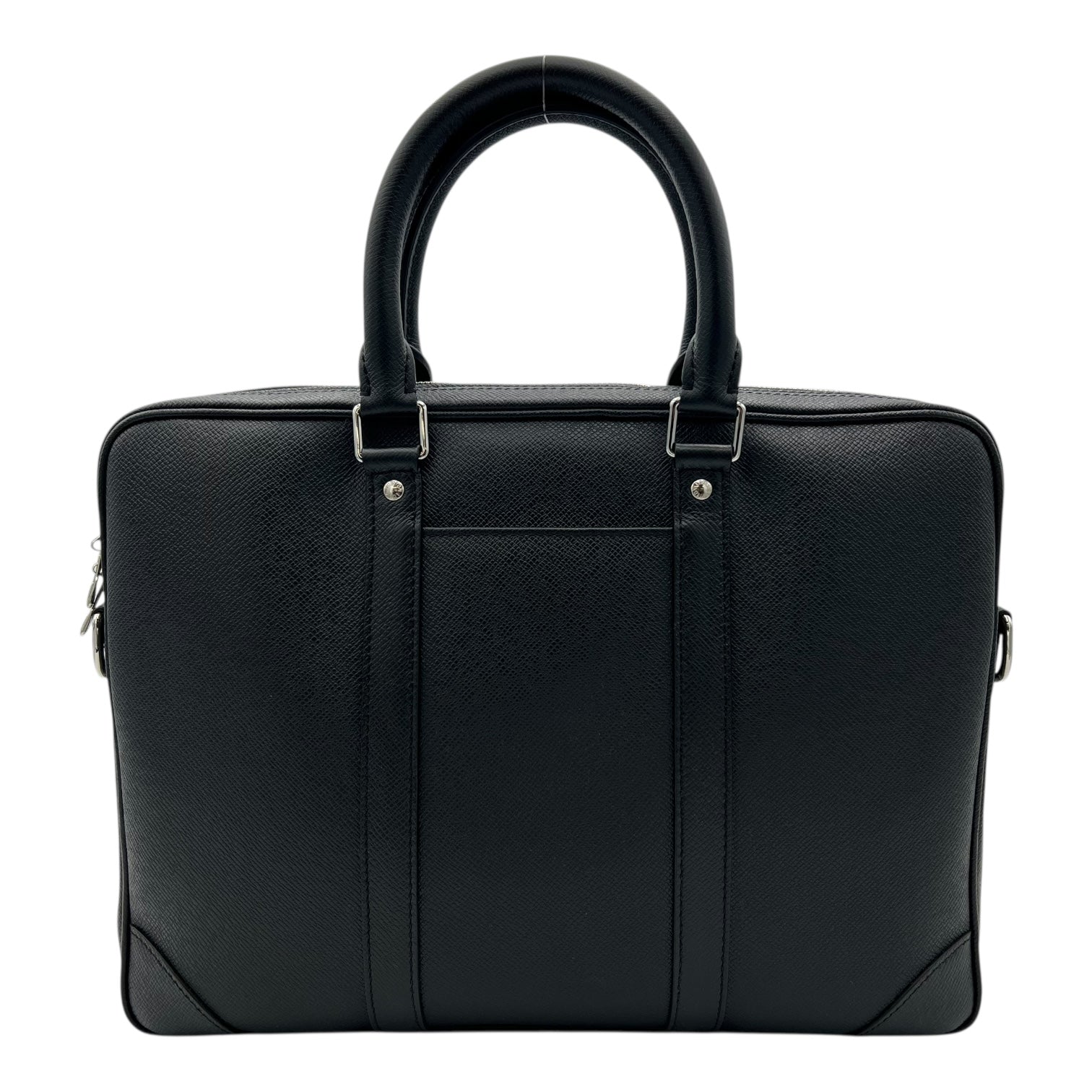 Louis Vuitton Porte Documents Voyage Messenger Black in Calfskin, Silver hardware_1
