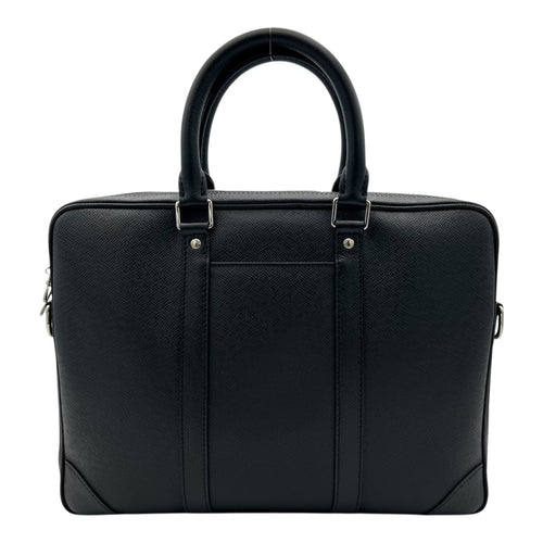 Louis Vuitton Porte Documents Voyage Messenger Black in Calfskin, Silver hardware_1