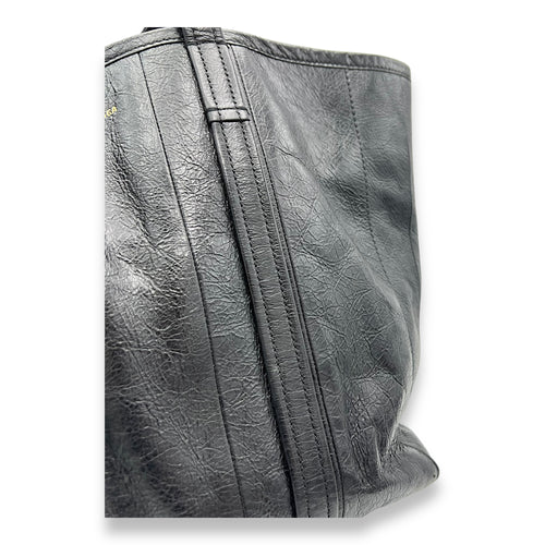 Balenciaga Barbes East West Black Tote Bag in Distressed Leather, Silver hardware_7