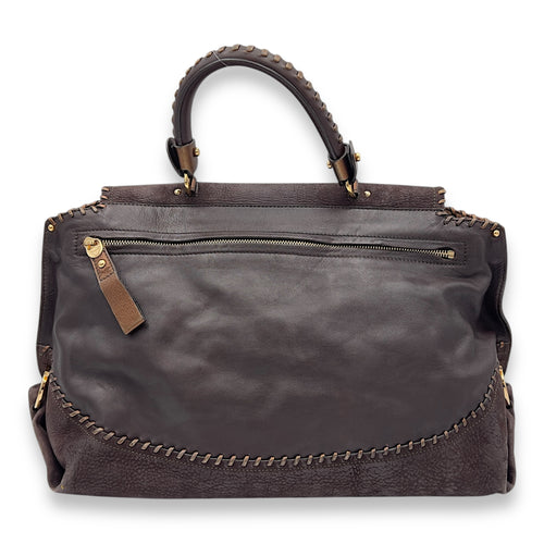 Ferragamo Tote Top Handle Bag Medium Brown in Calfskin, Gold hardware_2