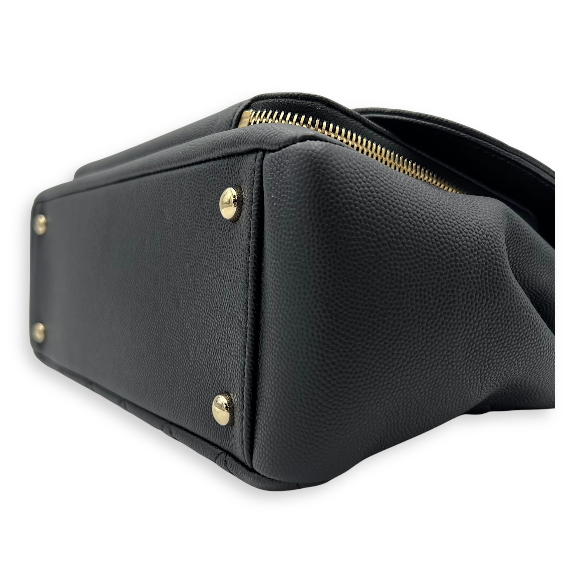 Chanel Business Affinity Black Top Handle Bag in Caviar Leather, Light Gold hardware_9