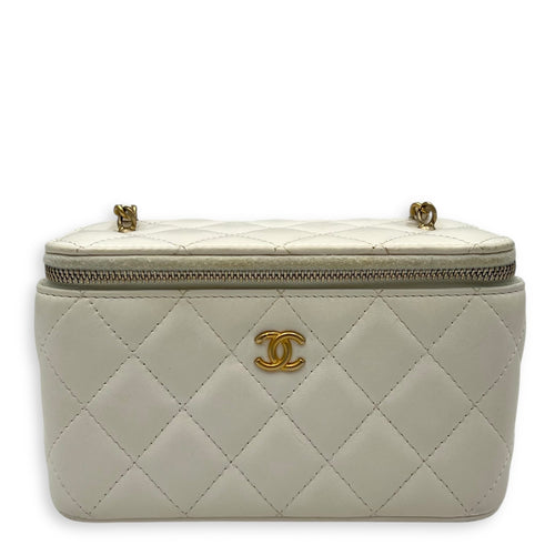 Chanel Pearl Crush Vanity Bag White in Lambskin, Gold hardware_1