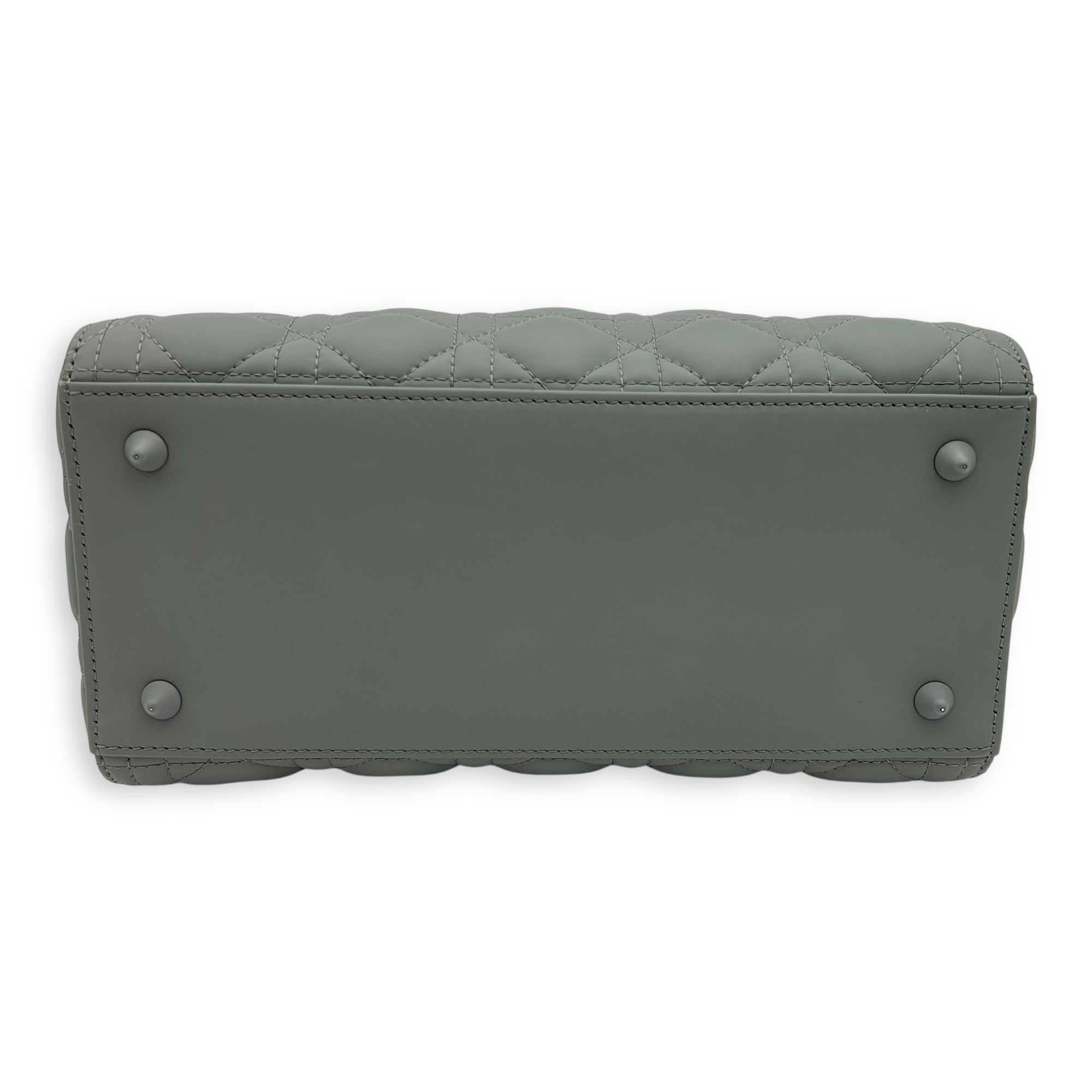 Christian Dior Lady Dior Medium Grey Top Handle Bag in Lambskin, Ultramatte hardware_5