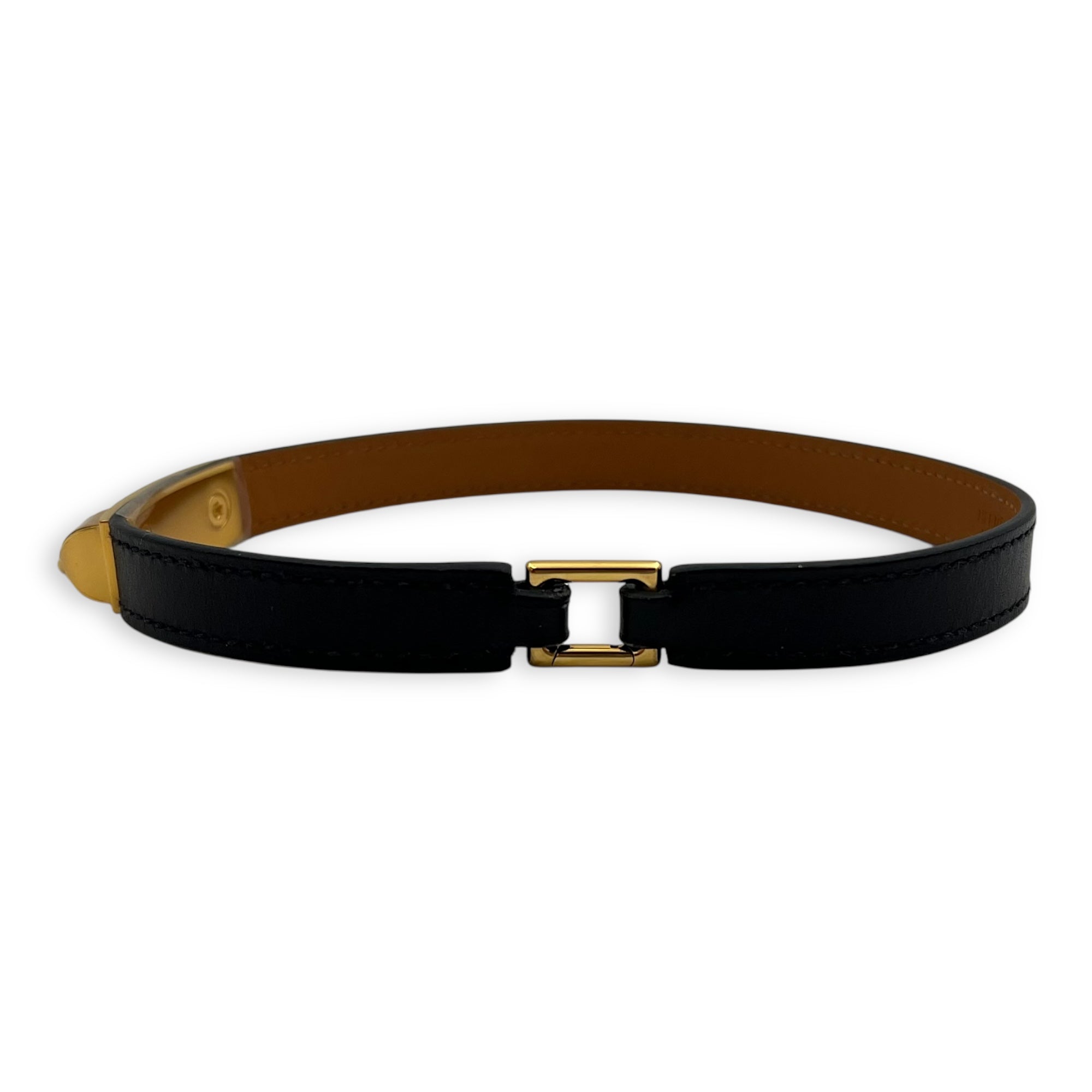 Hermès Rivale Double Tour Black in Calfskin, Gold hardware_3