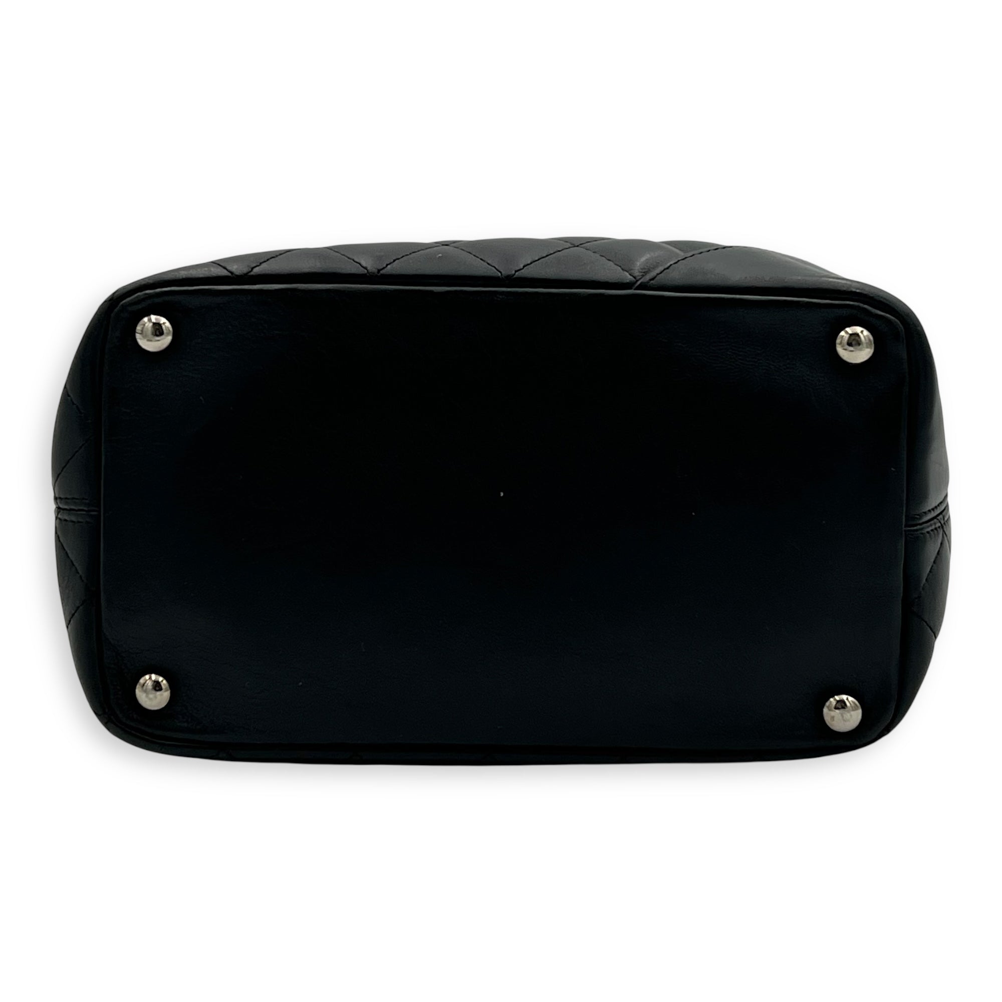 Chanel Cambon Tote Bag Black in Lambskin, Silver hardware_5