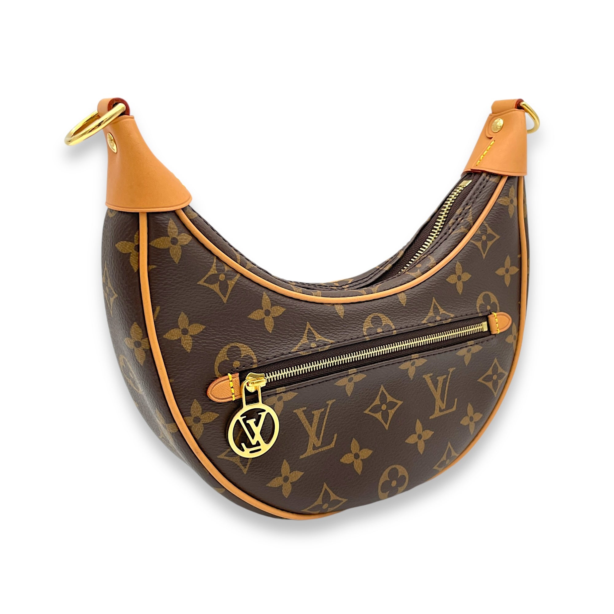 Loop Brown Shoulder Bag in Monogram Coated Canvas, Gold hardware