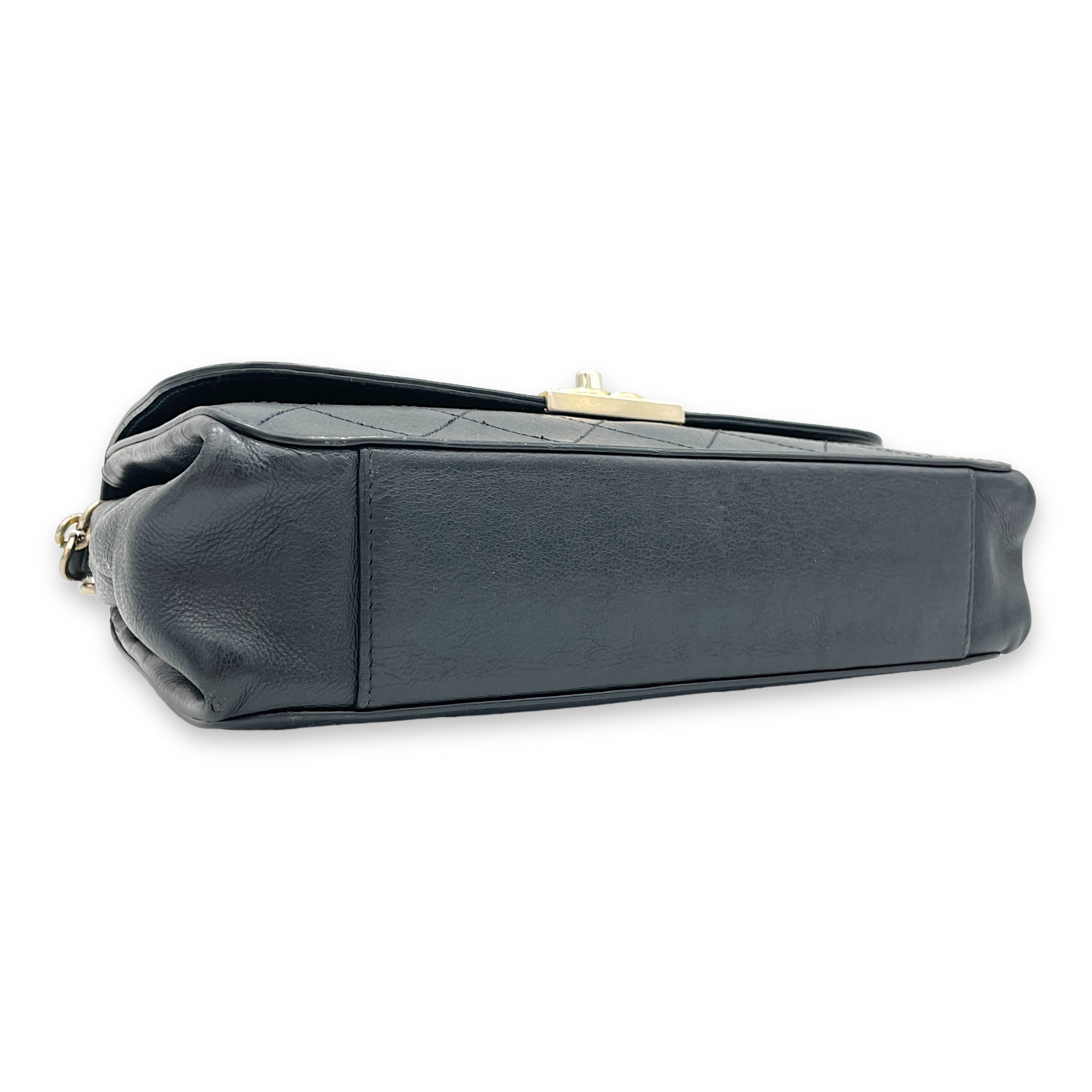 Classic Crossbody Bag Black in Calfskin, Gold hardware