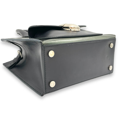 All Afternoon Top Handle Bag Green in Patent Leather, Silver hardware