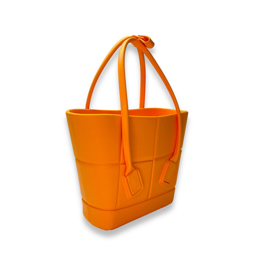 Arco Small Orange Top Handle Bag in Rubber