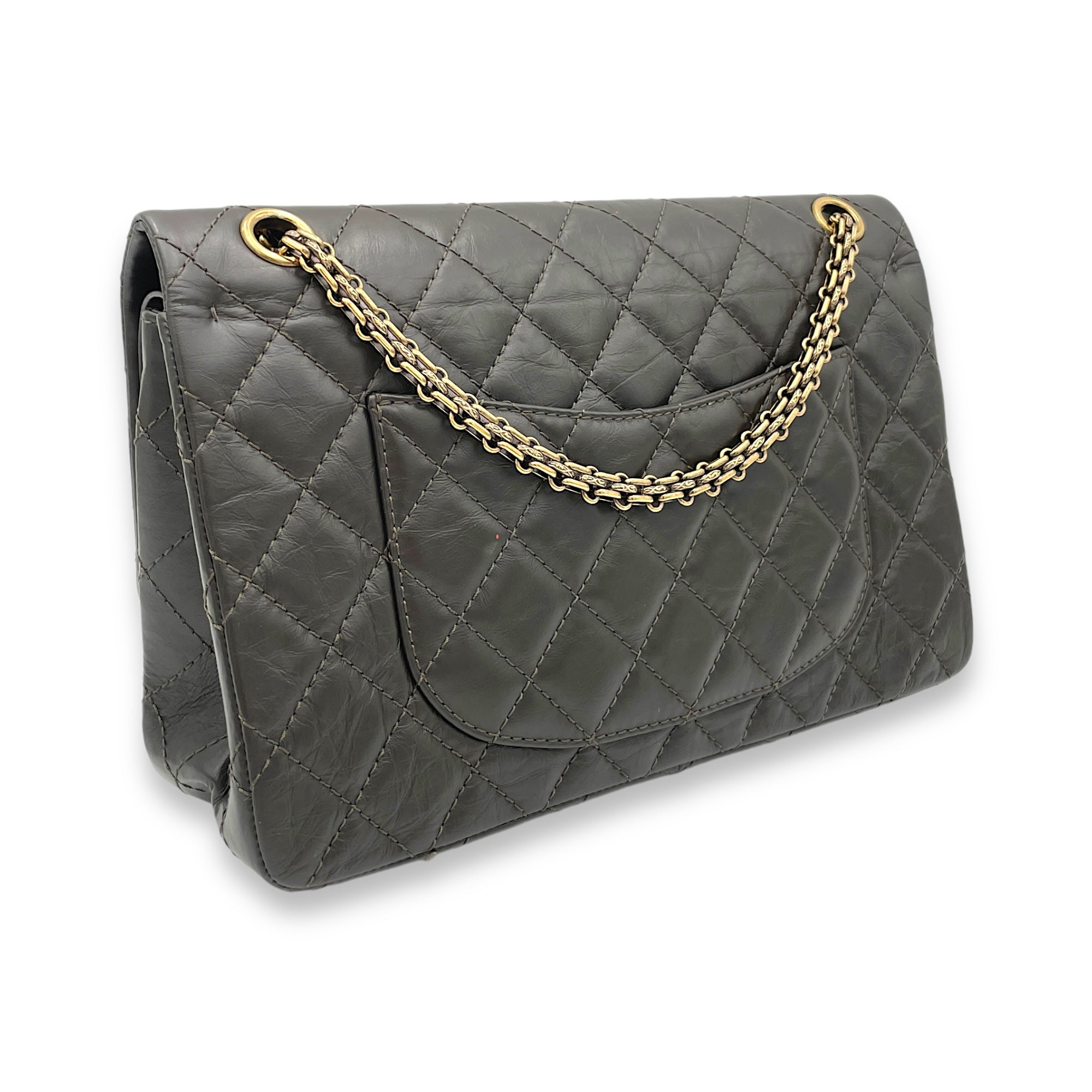 2.55 Shoulder Bag Black in Calfskin, Gold hardware