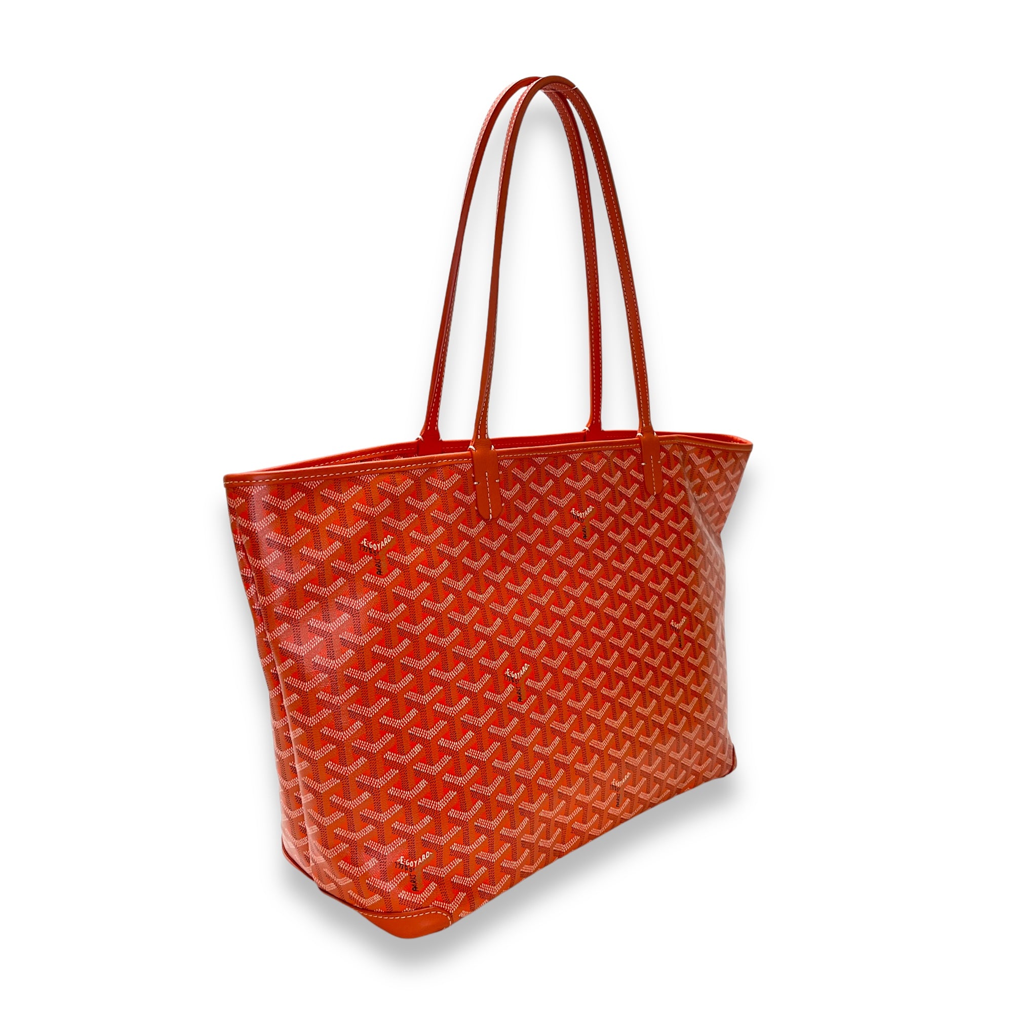 Artois MM Orange Tote Bag in Coated Canvas, Silver hardware