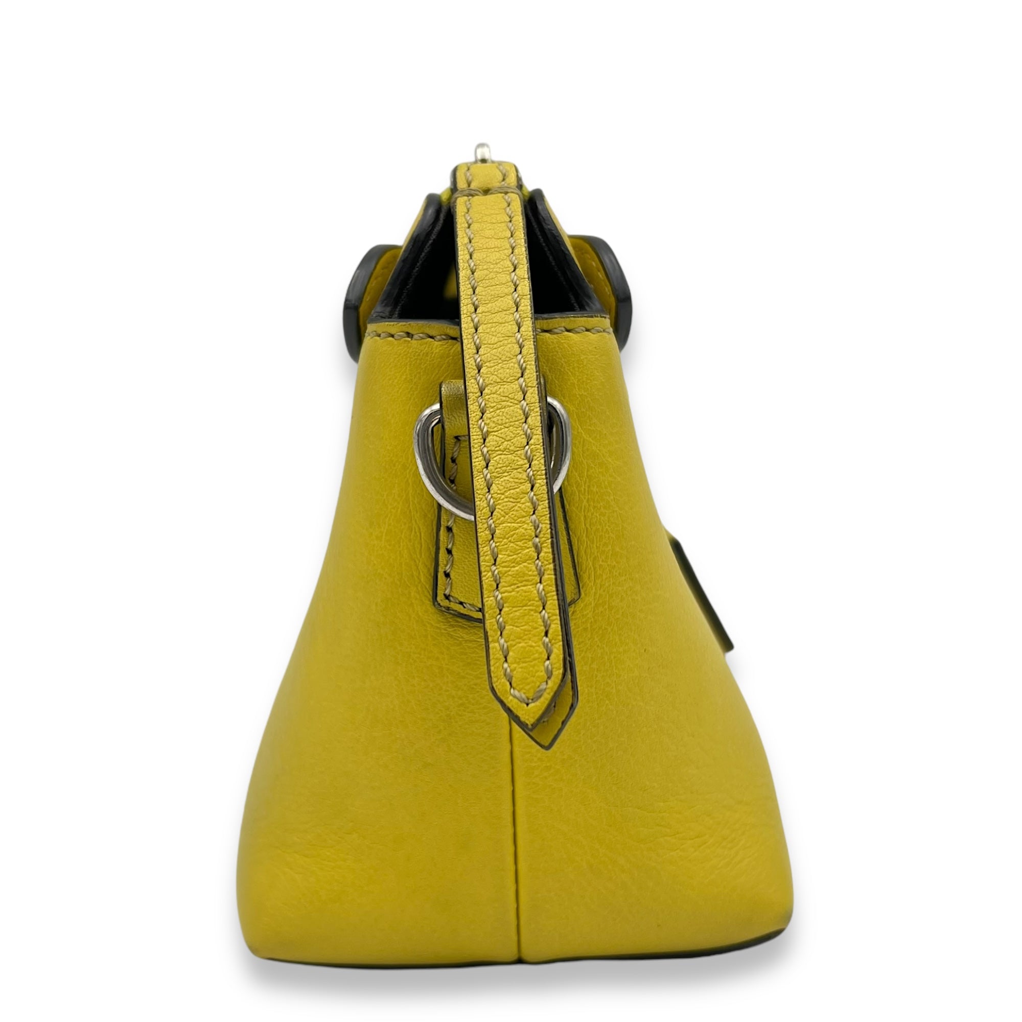 By The Way Yellow Top Handle Bag in Calfskin, Silver hardware