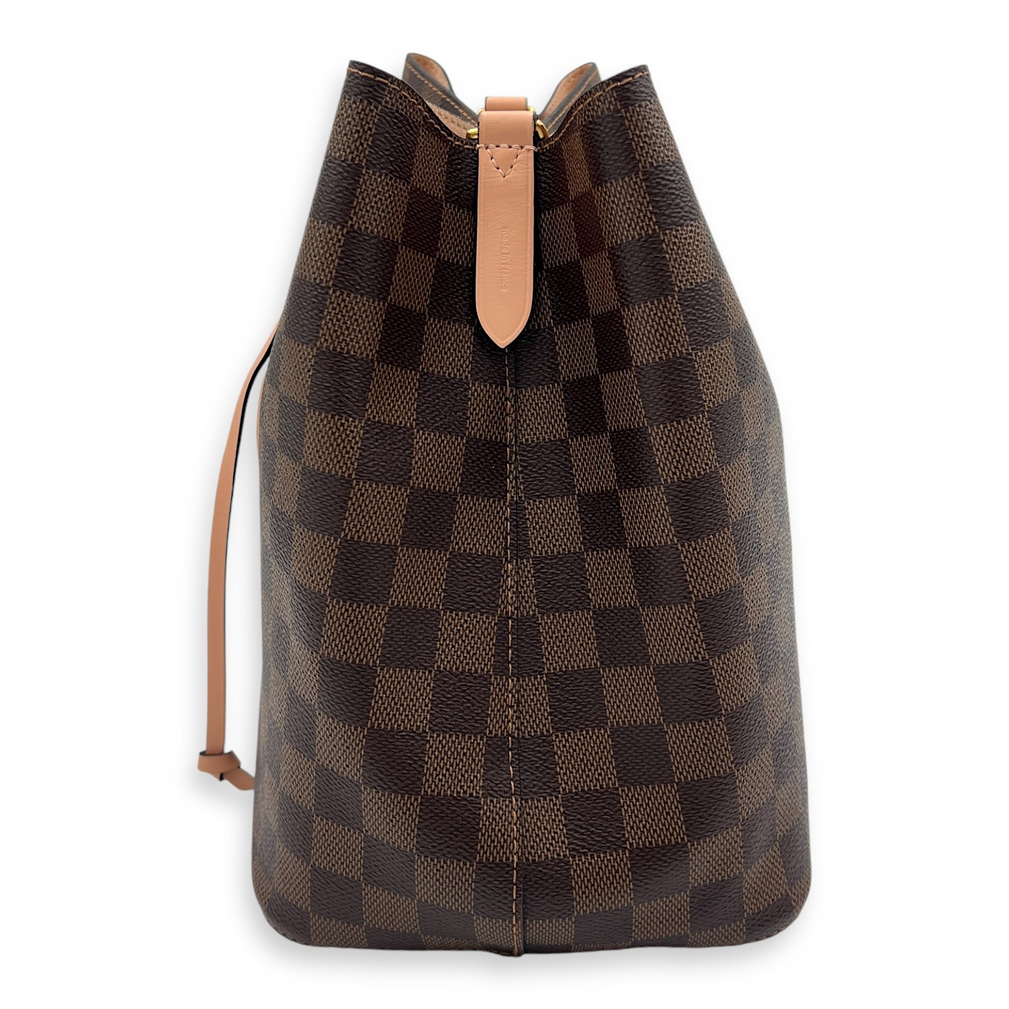 NeoNoe MM Damier Ebene Bucket Bag in Coated Canvas, Gold hardware