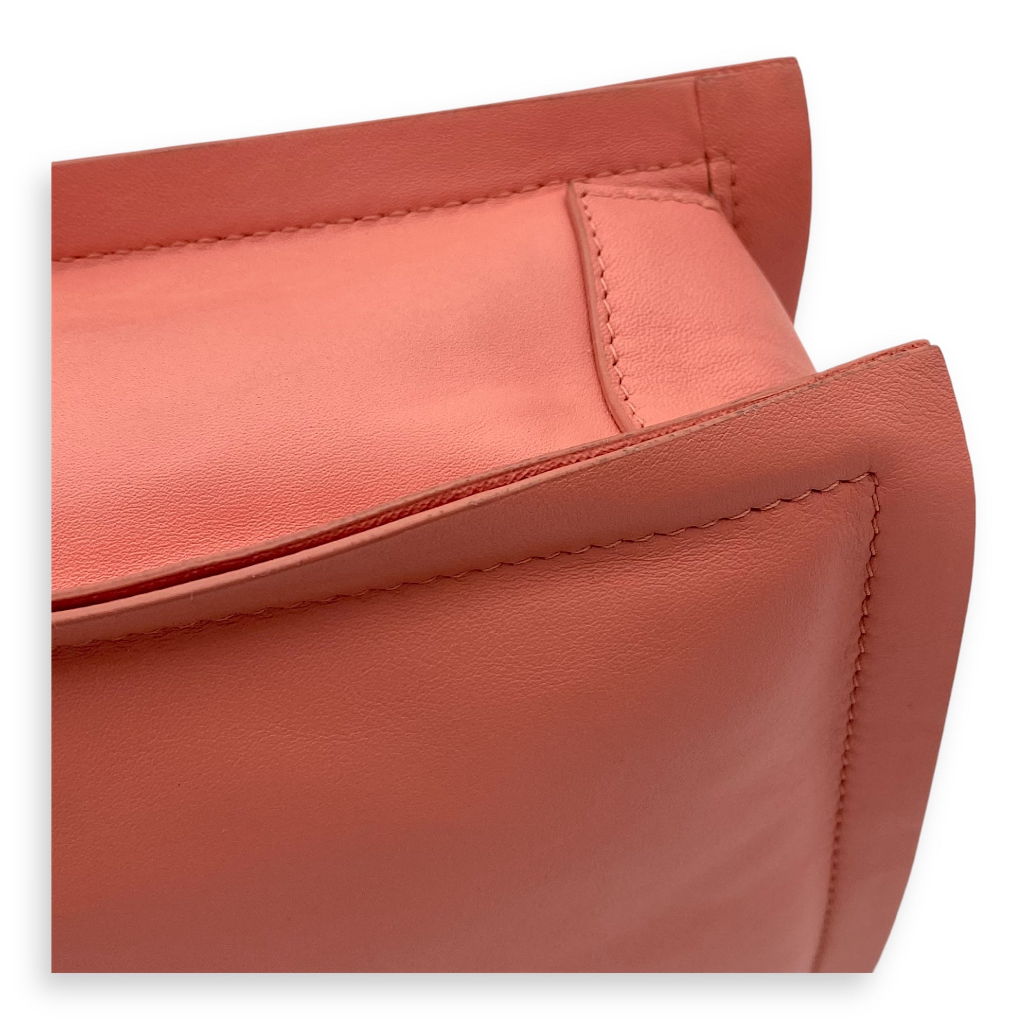 Viva Bow Top Handle Bag Mini Coral in Calfskin, Lacquered Metal hardware