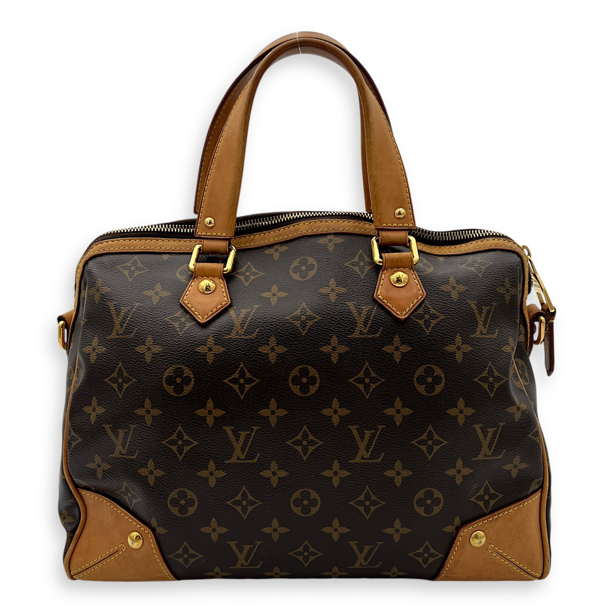 Retiro Top Handle Bag Brown in Monogram Coated Canvas, Gold hardware