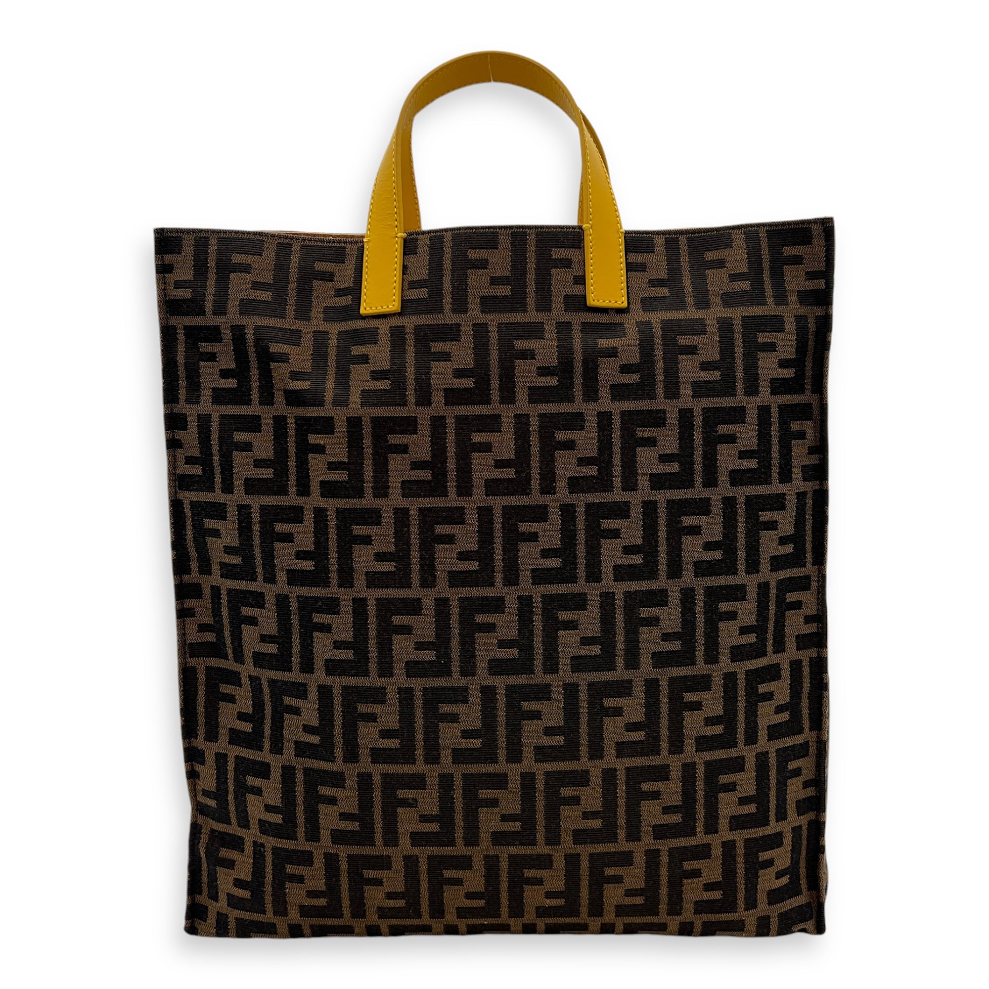 Zucca Large Brown Tote Bag in Jacquard, Gold hardware