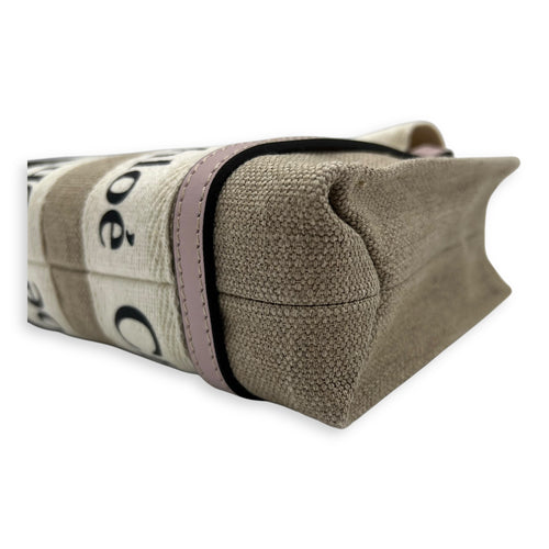 Woody Top Handle Bag Mini Pink in Canvas, Silver hardware