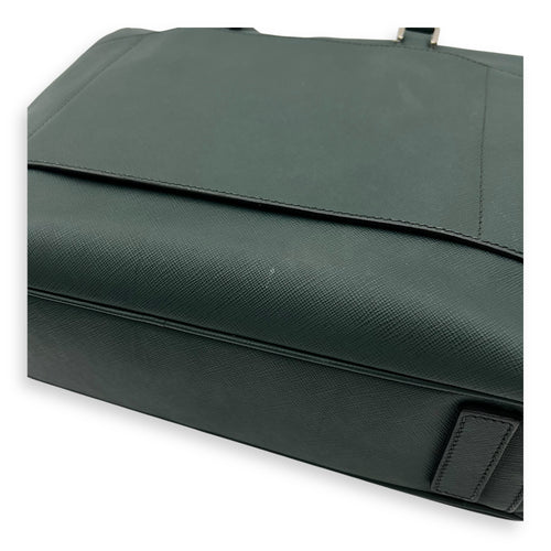 Prada Travel Line Large Green Brief case in Saffiano Leather, Silver hardware_12