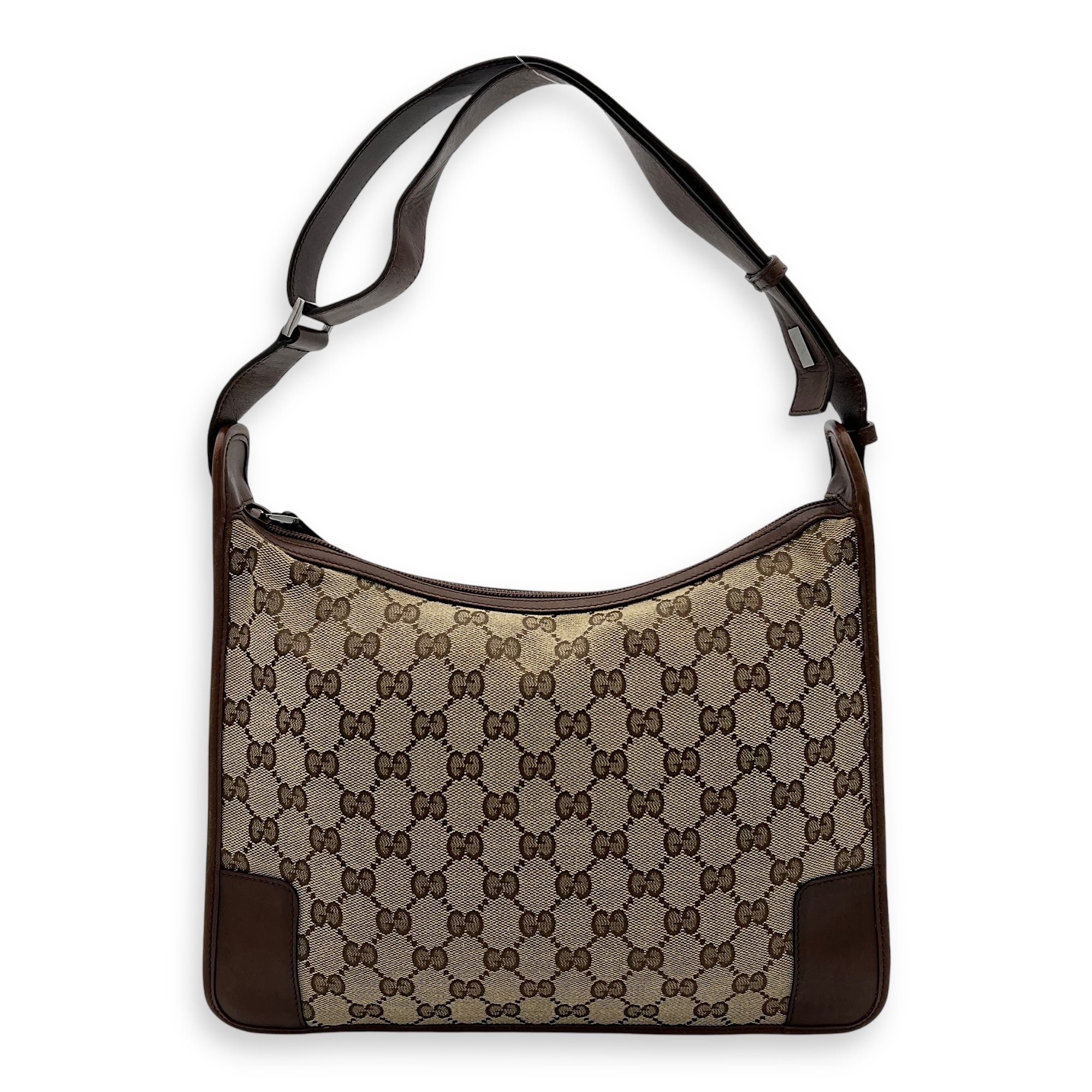 Gucci GG Shoulder Bag Brown in Canvas, Silver hardware_1